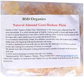 BSD Organics Natural Almond Gum/Badam Pisin/Badam Gum/Gondh Katira for ice cream, milk shakes, Jigarthanda, Body coolant, Natural Jelly,Tasty & delicious drink,and more-200 grams