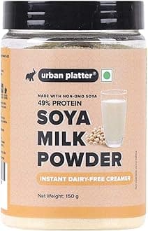Urban Platter Soya Milk Powder, 150gโฏโฏ(Soy-Based Dairy Alternative | Unsweetened | 49% Protein | Plant-Based | Non GMO)